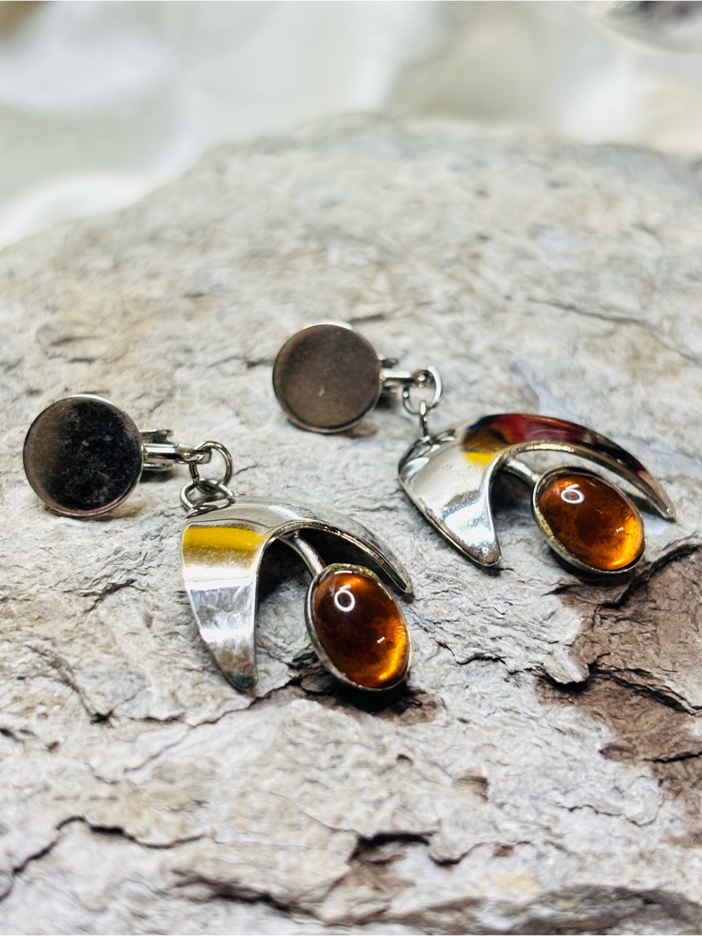Vintage Scandinavian Modernist Clip On Earrings